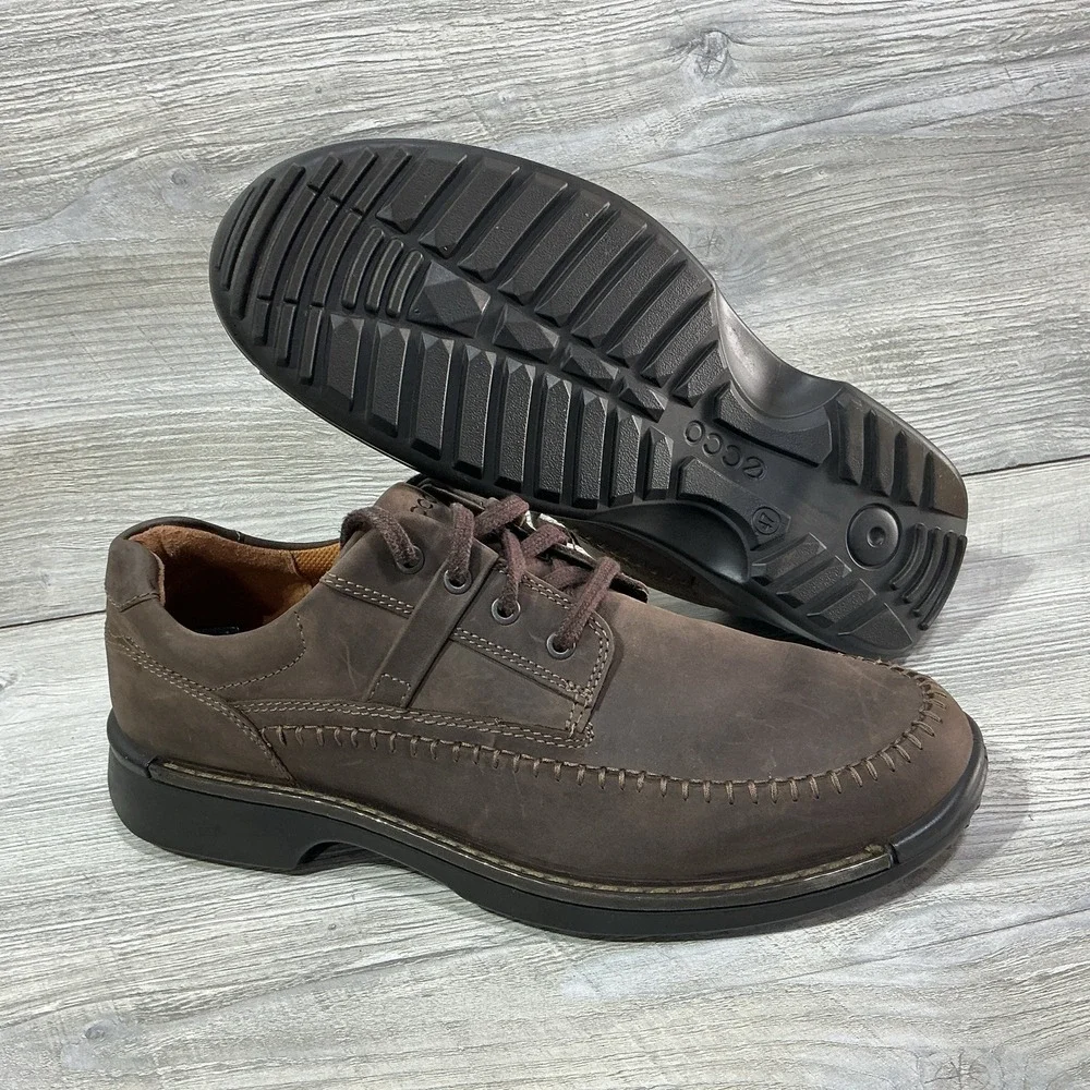Ecco Fusion II Moc Cocoa Brown Leather Casual Lace Up Mens Shoes Size 13 EU 47